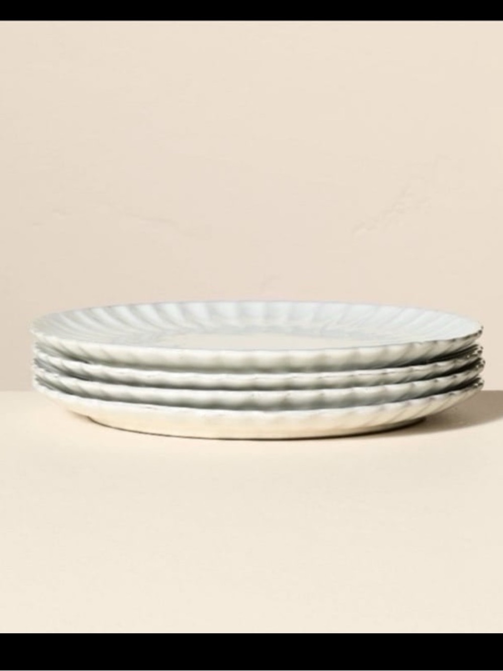Hearth & Hand 8.5" Scalloped Edge Stoneware Salad Plate •Cream• Set of 4